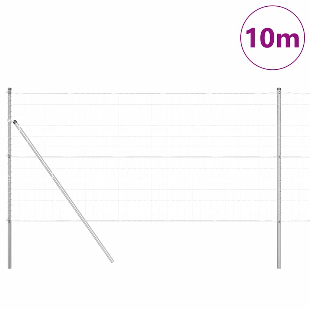 Ograda s postovima Srebrno 1,4 x 10 m Čelik i PVC