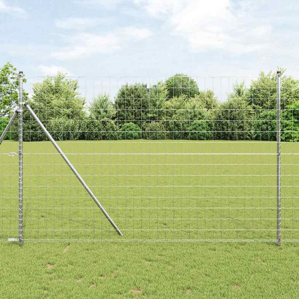 Ograda s postovima Srebrno 1,6 x 10 m Čelik i PVC