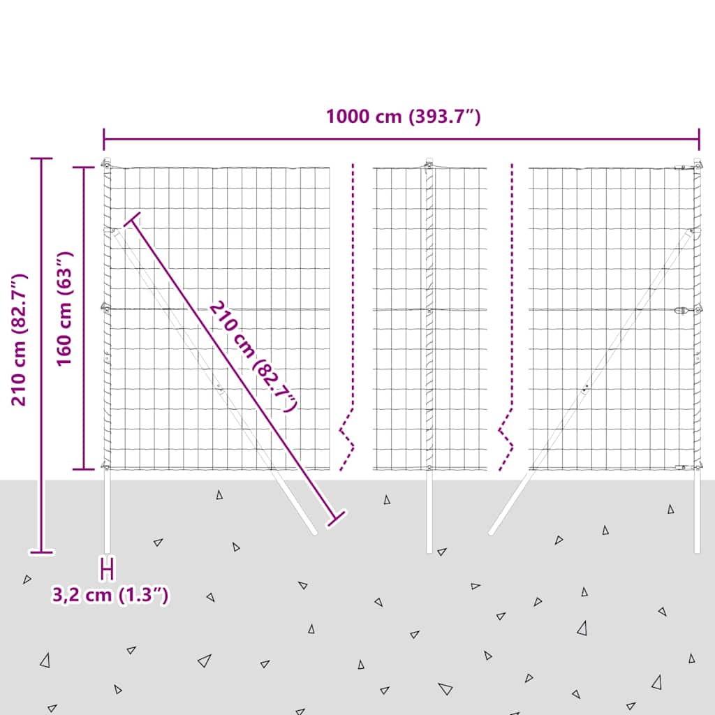 Ograda s postovima Srebrno 1,6 x 10 m Čelik i PVC