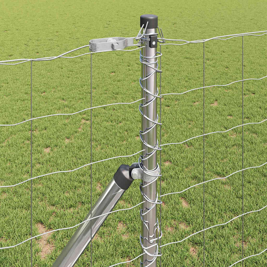 Ograda s postovima Srebrno 1,2 x 10 m Čelik i PVC