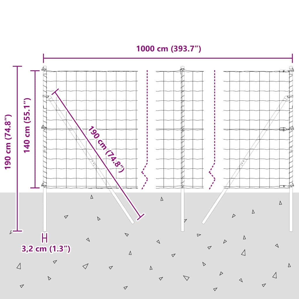 Ograda s postovima Srebrno 1,4 x 10 m Čelik i PVC