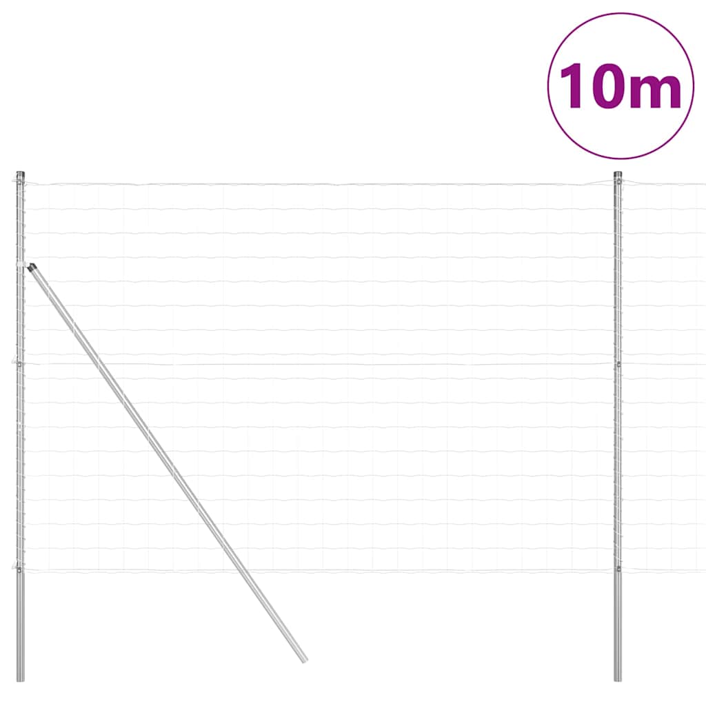 Ograda s postovima Srebrno 1,6 x 10 m Čelik i PVC