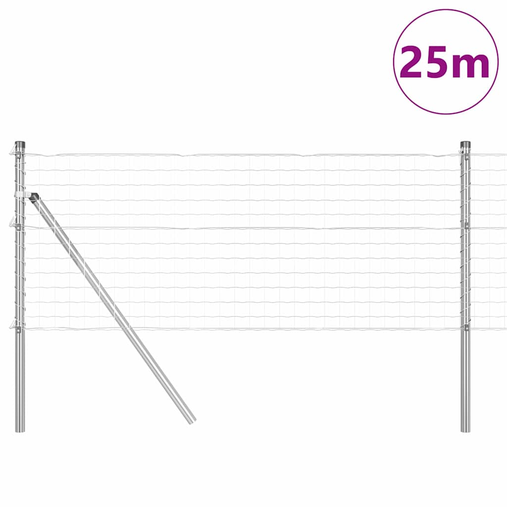 Ograda s postovima Siva 0,4 x 25 m Čelik i PVC
