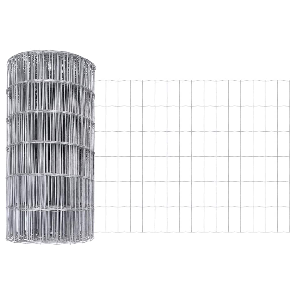 Ograda s postovima Srebrno 0,8 x 25 m Čelik i PVC