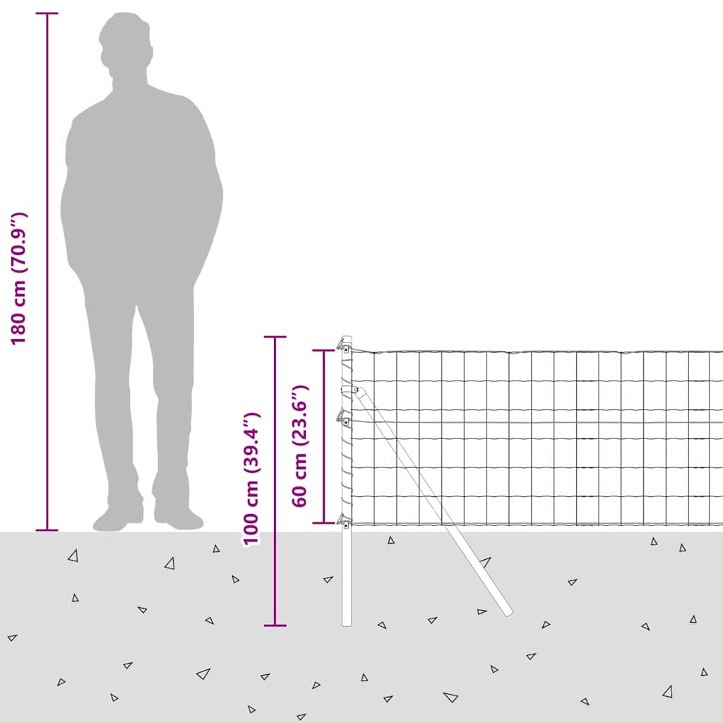 Ograda s postovima Srebrno 0,6 x 25 m Čelik i PVC