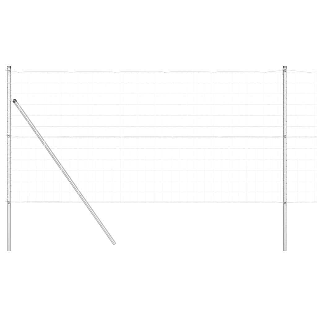 Ograda s postovima Srebrno 1 x 25 m Čelik i PVC