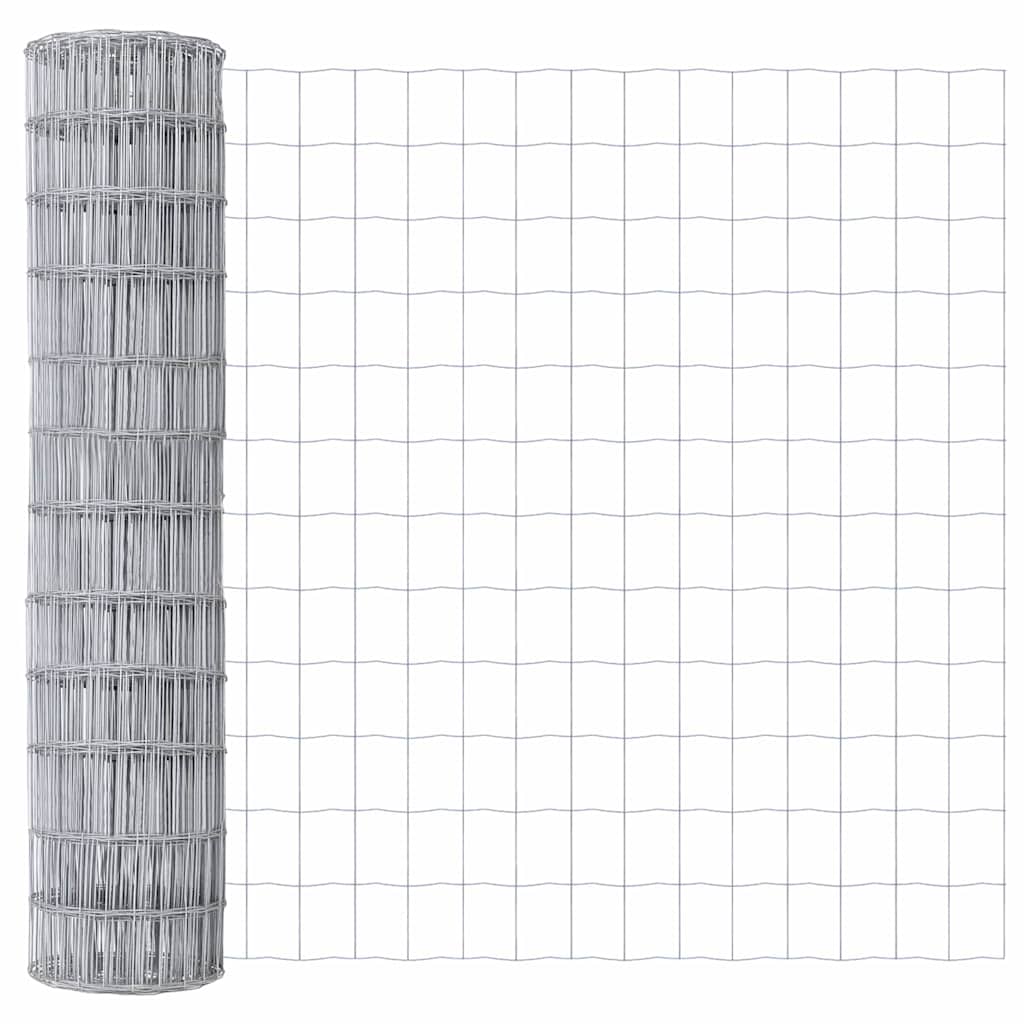Ograda s postovima Srebrno 1 x 25 m Čelik i PVC