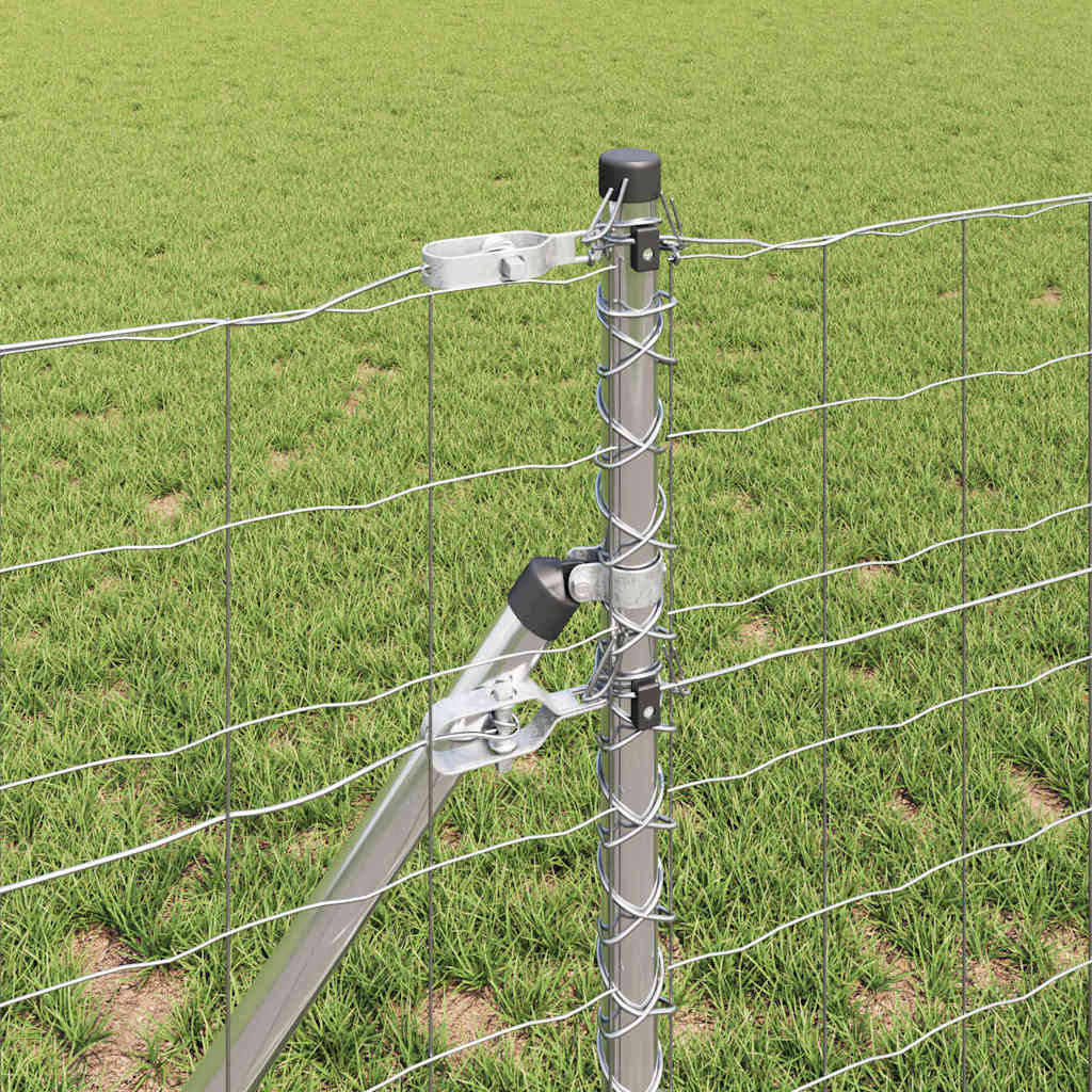 Ograda s postovima Srebrno 0,6 x 25 m Čelik i PVC