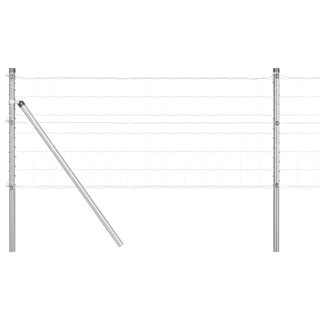 Ograda s postovima Srebrno 0,6 x 25 m Čelik i PVC
