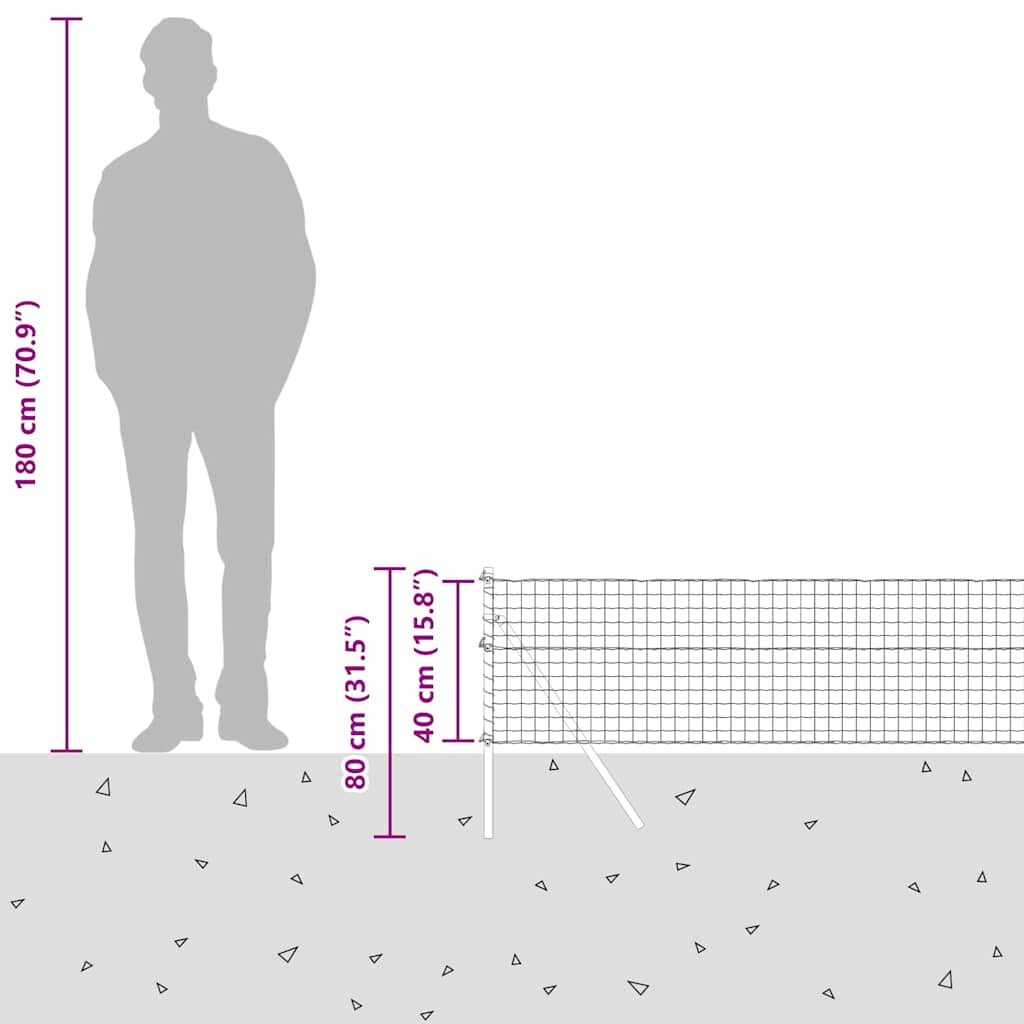 Ograda s postovima Srebrno 0,4 x 50 m Čelik i PVC