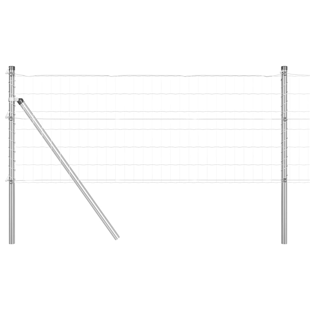 Ograda s postovima Srebrno 0,4 x 50 m Čelik i PVC