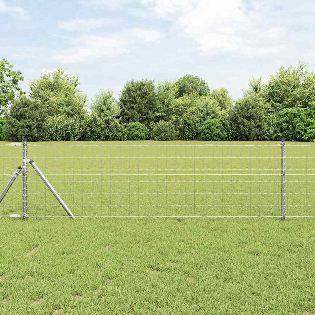 Ograda s postovima Srebrno 0,4 x 50 m Čelik i PVC