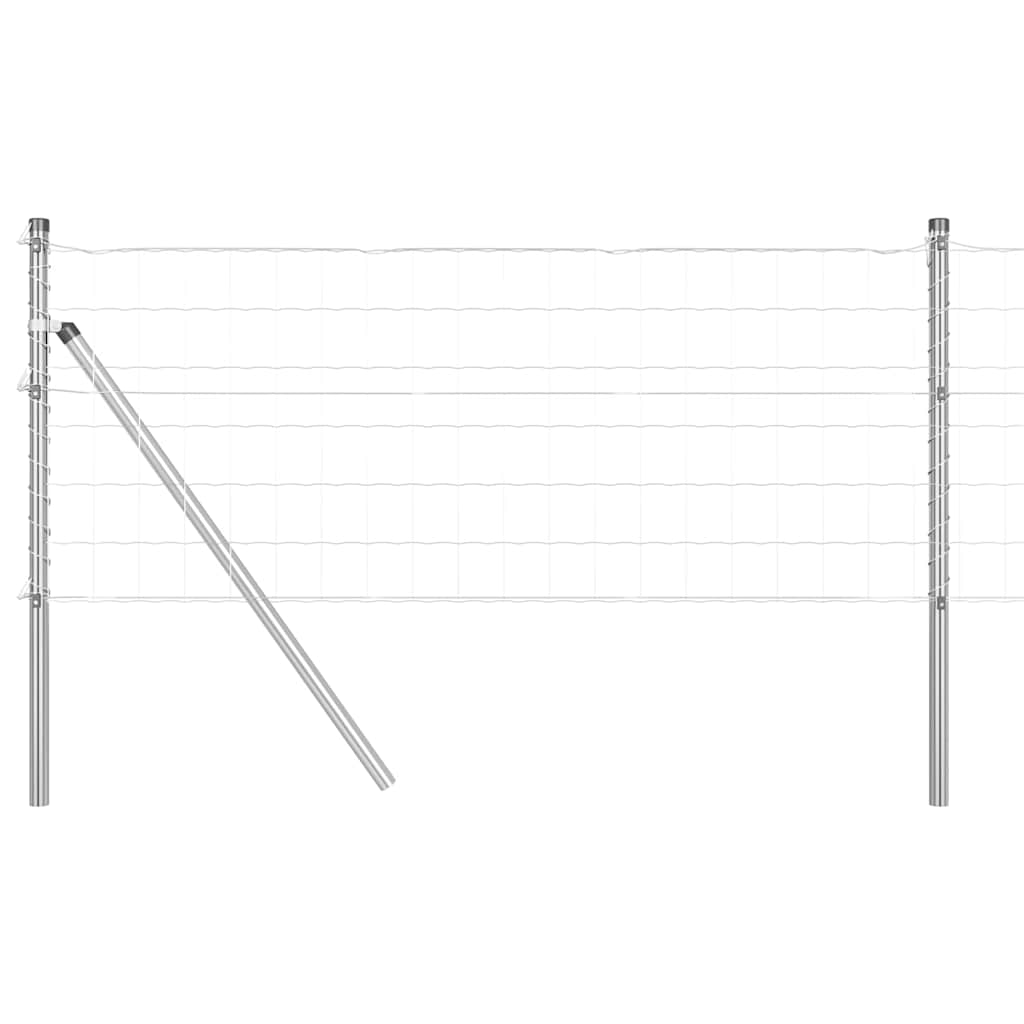 Ograda s postovima Srebrno 0,4 x 50 m Čelik i PVC