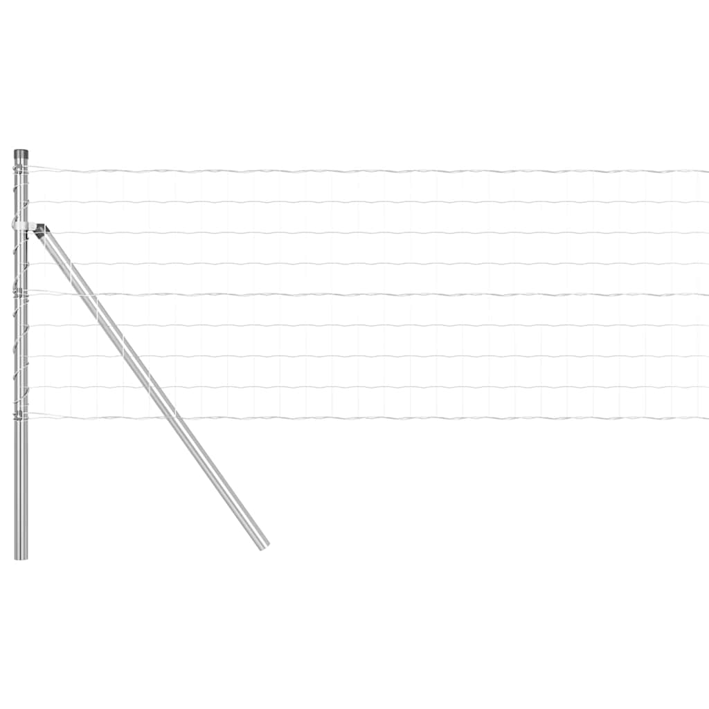 Ograda s postovima Srebrno 0,8 x 10 m Čelik i PVC