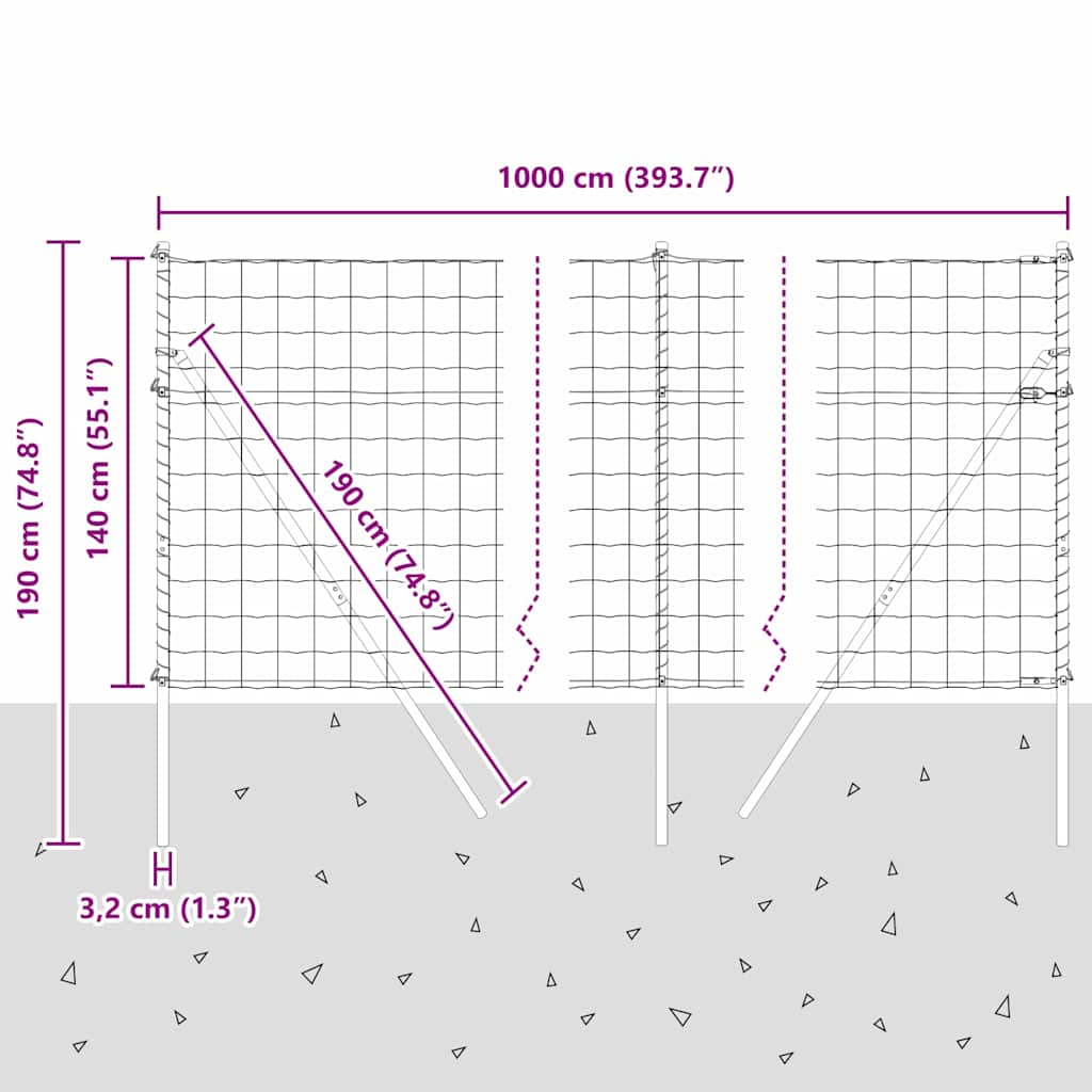 Ograda s postovima Srebrno 1,4 x 10 m Čelik i PVC