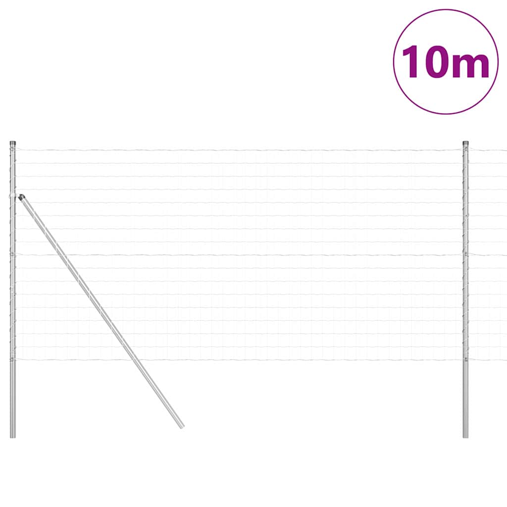 Ograda s postovima Srebrno 1,4 x 10 m Čelik i PVC