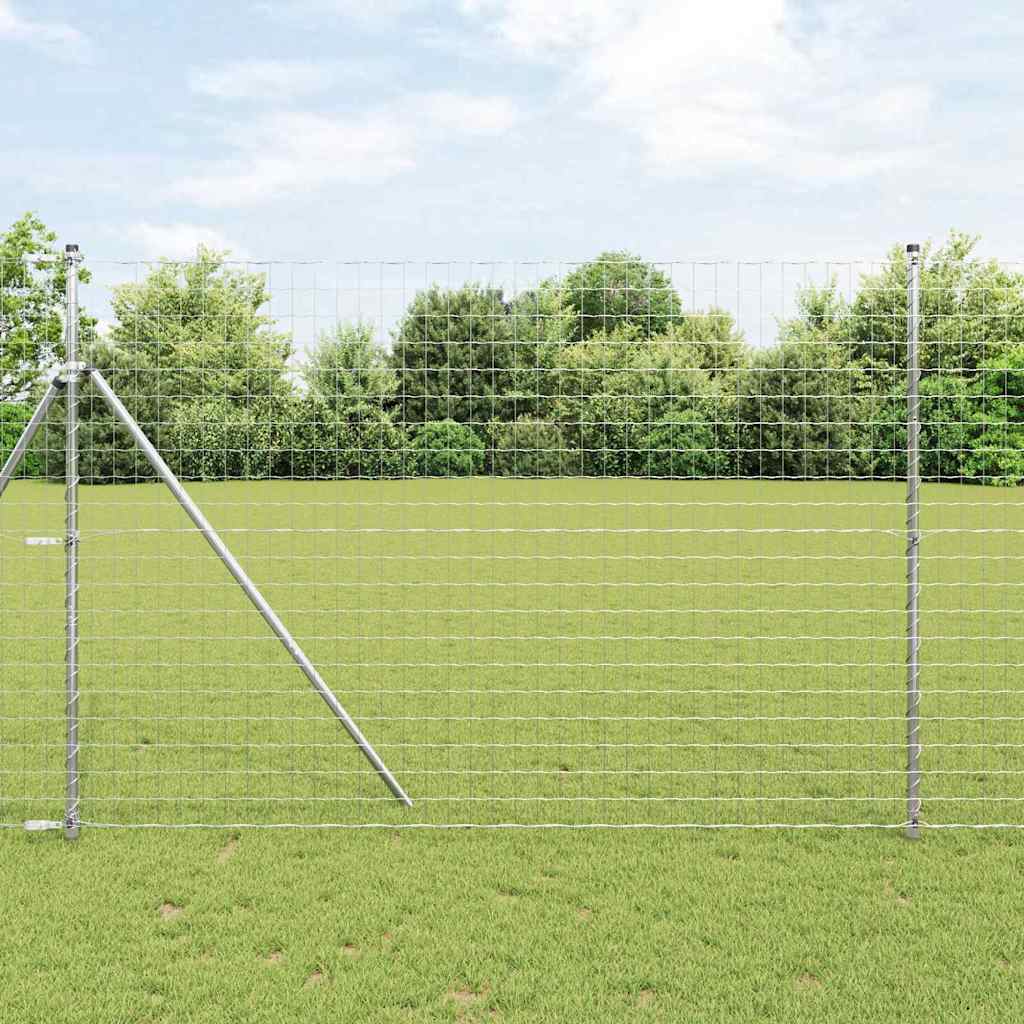 Ograda s postovima Srebrno 1,5 x 10 m Čelik i PVC