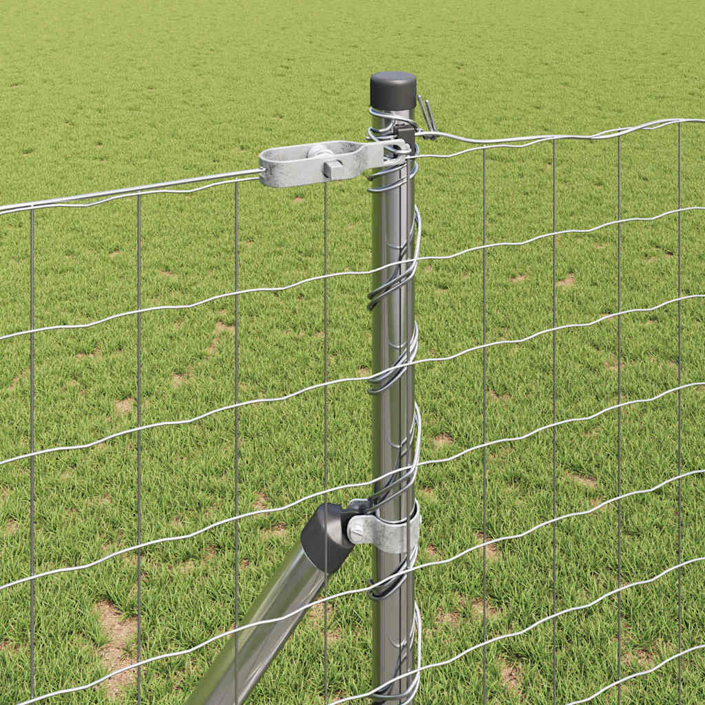 Ograda s postovima Srebrno 1 x 25 m Čelik i PVC