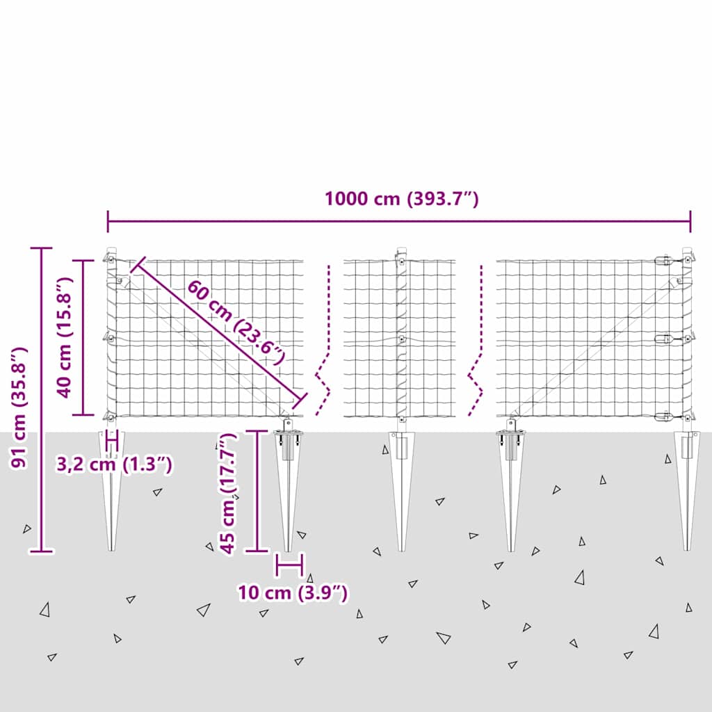 Ograda s postovima Zelena 0,4 x 10 m Čelik i PVC