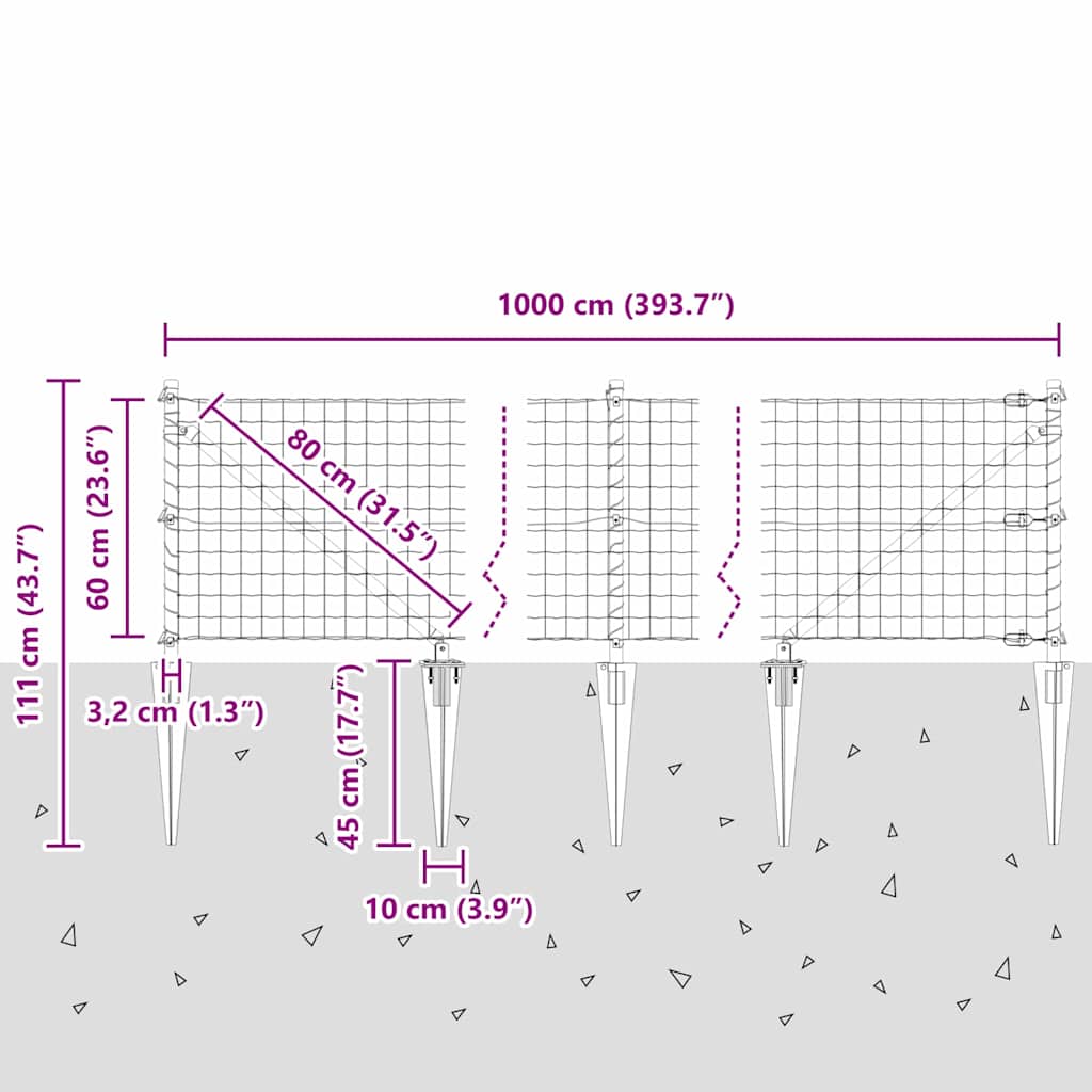 Ograda s postovima Zelena 0,6 x 10 m Čelik i PVC