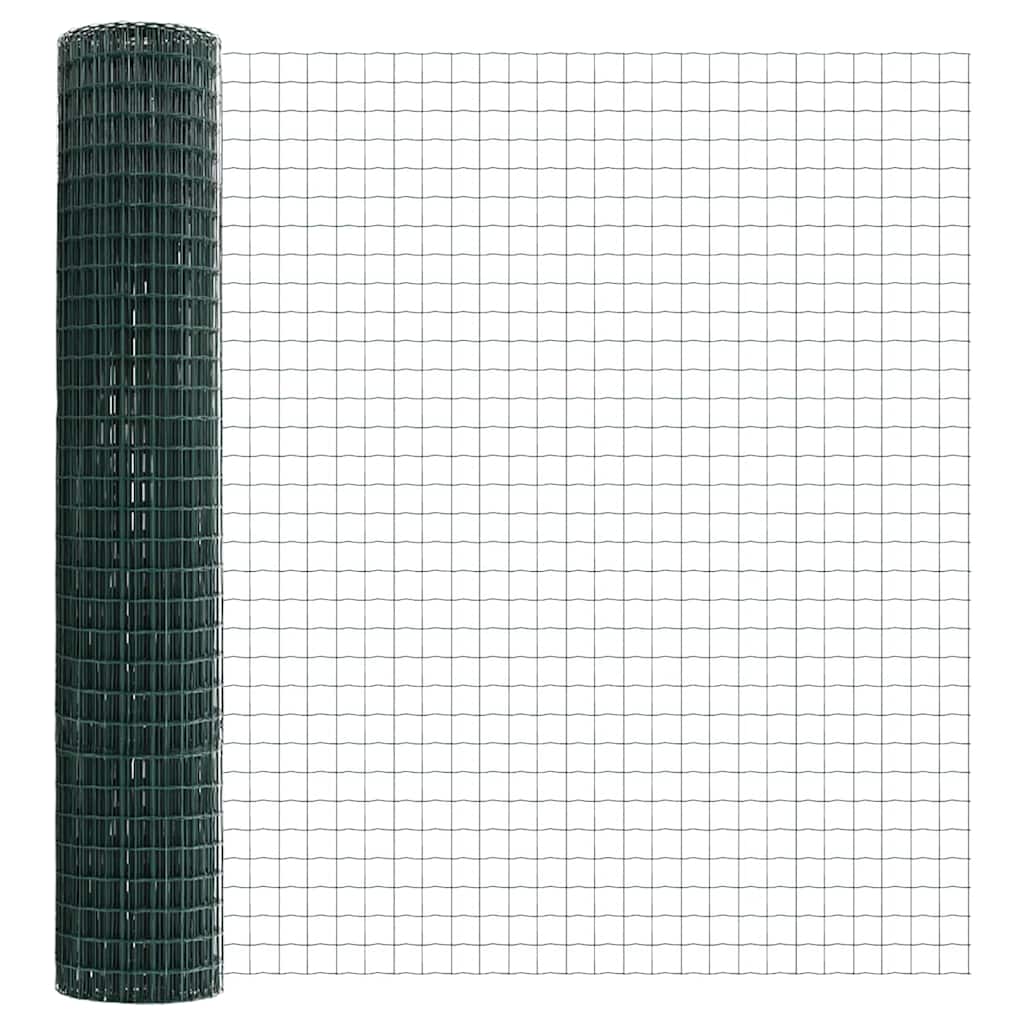Ograda s postovima Zelena 1,5 x 10 m Čelik i PVC