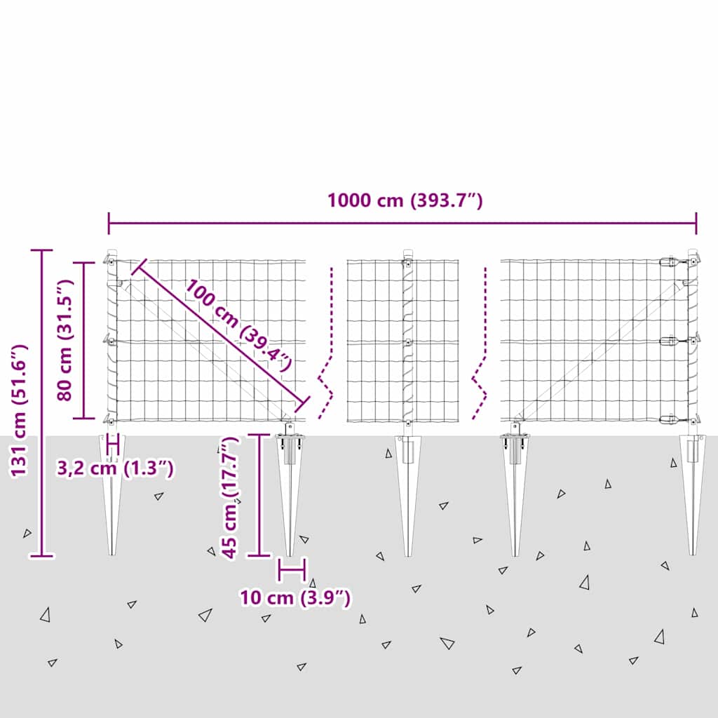 Ograda s postovima Zelena 0,8 x 10 m Čelik i PVC