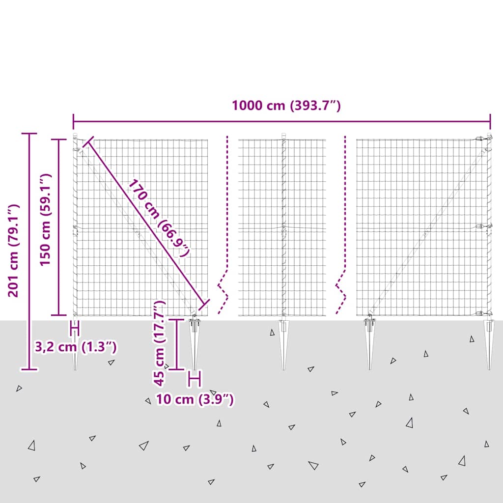 Euro ograda s špicama 10 x 1,5 m Čelik premazan PVC-om Zelena
