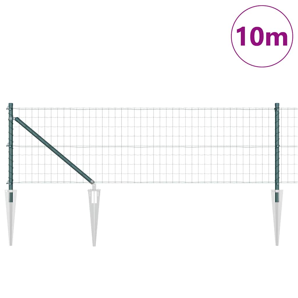 Ograda s postovima Zelena 0,6 x 10 m Čelik i PVC
