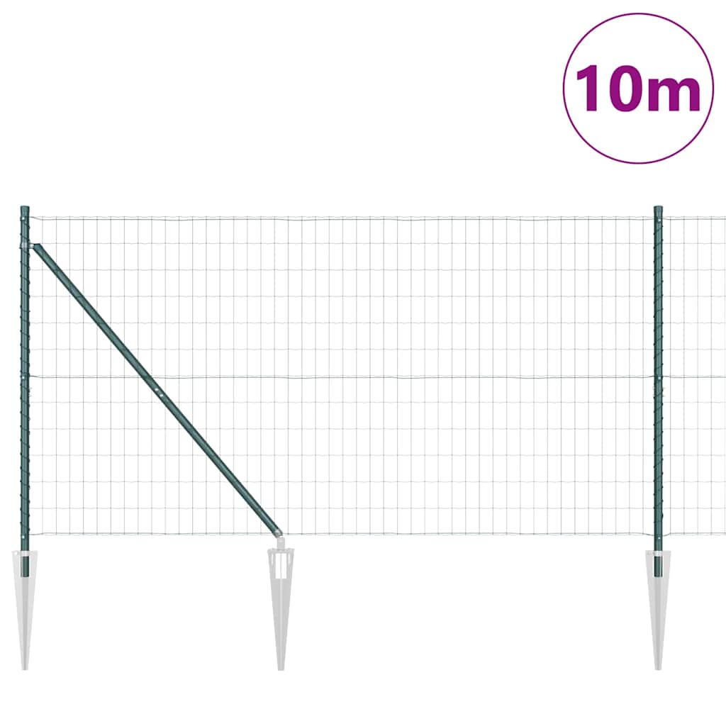 Ograda s postovima Zelena 1,4 x 10 m Čelik i PVC