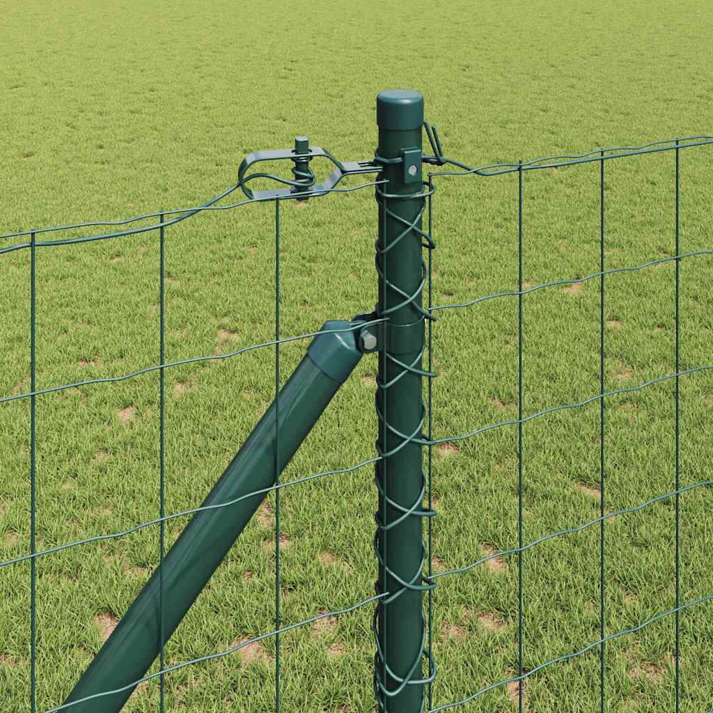 Ograda s postovima Zelena 1 x 10 m Čelik i PVC