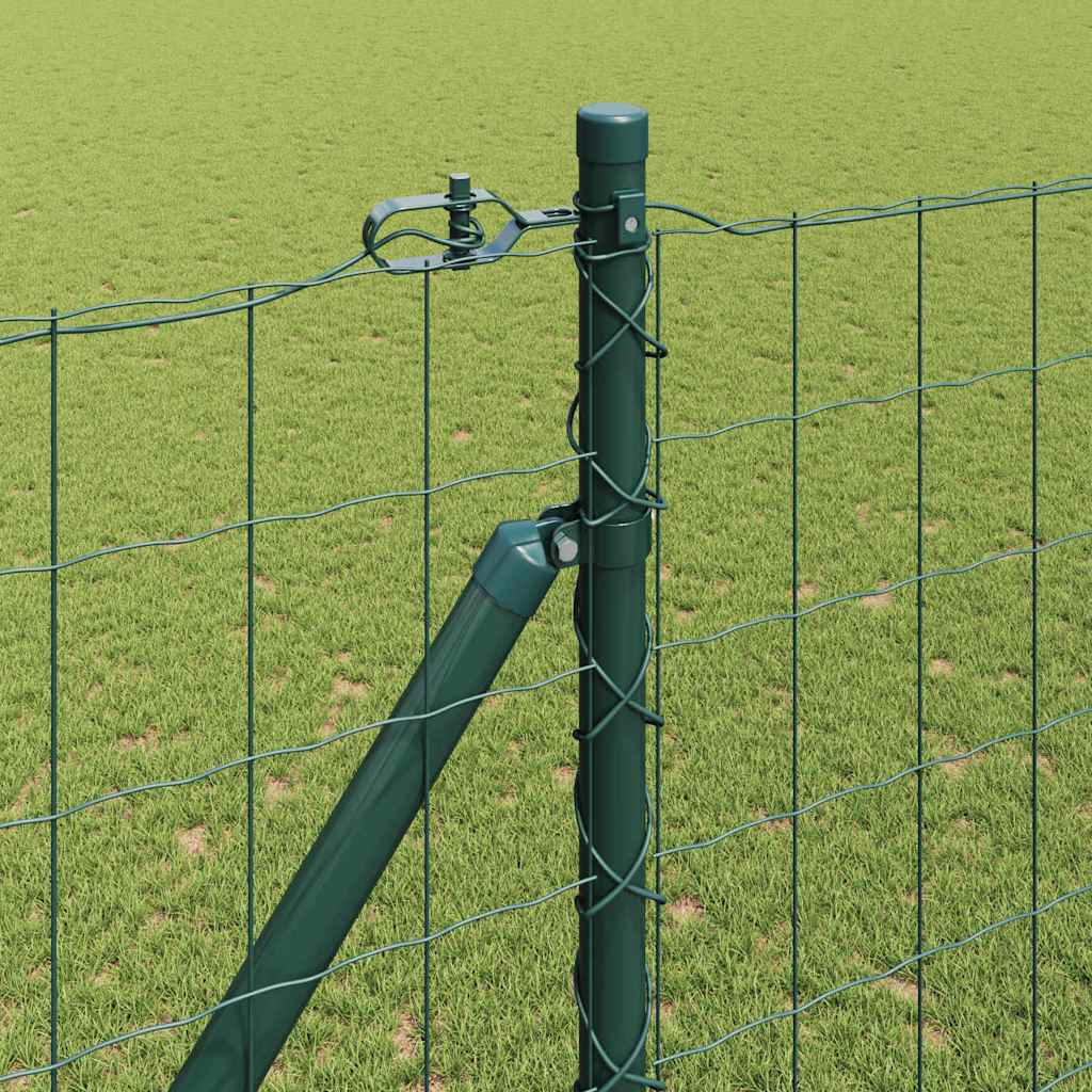 Ograda s postovima Zelena 1,5 x 10 m Čelik i PVC