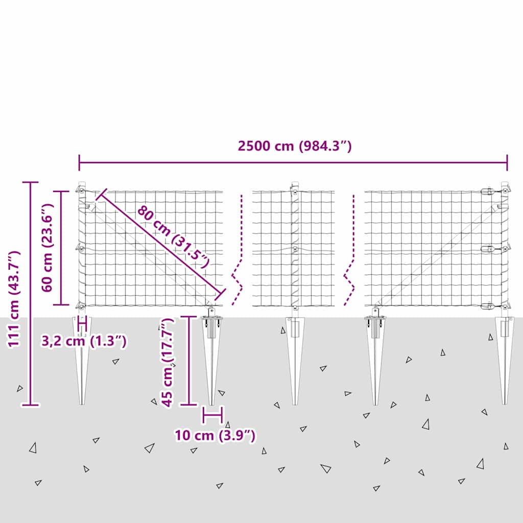 Ograda s postovima Zelena 0,6 x 25 m Čelik i PVC