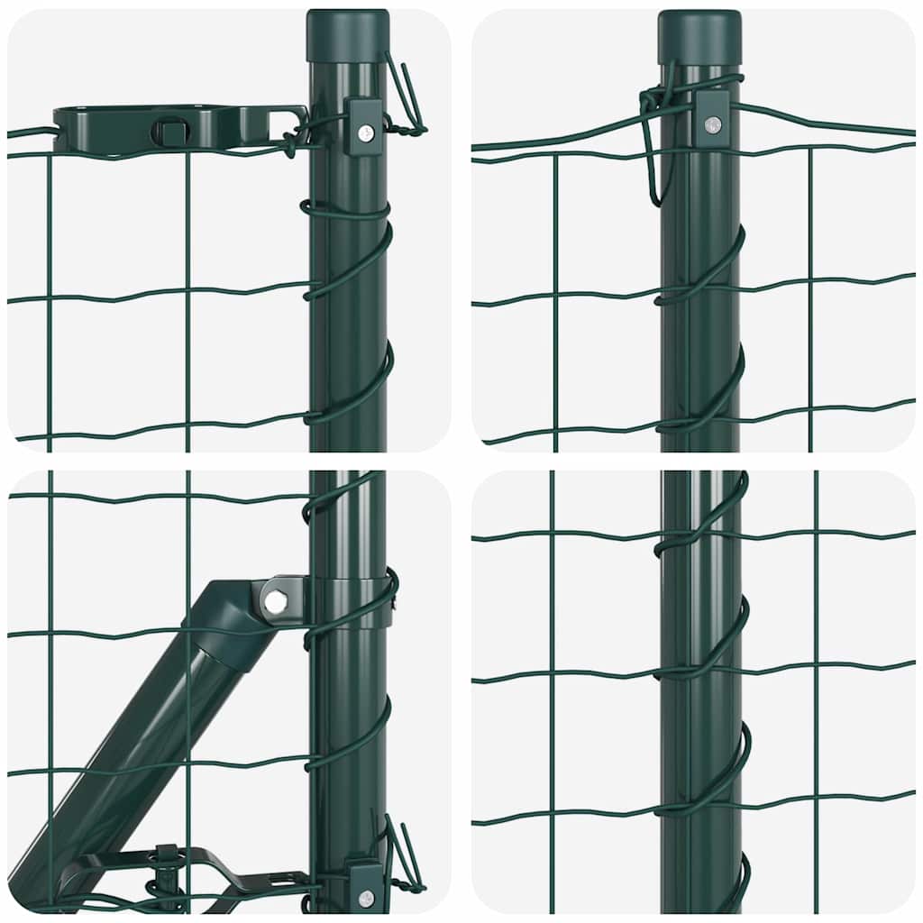 Ograda s postovima Zelena 1 x 25 m Čelik i PVC