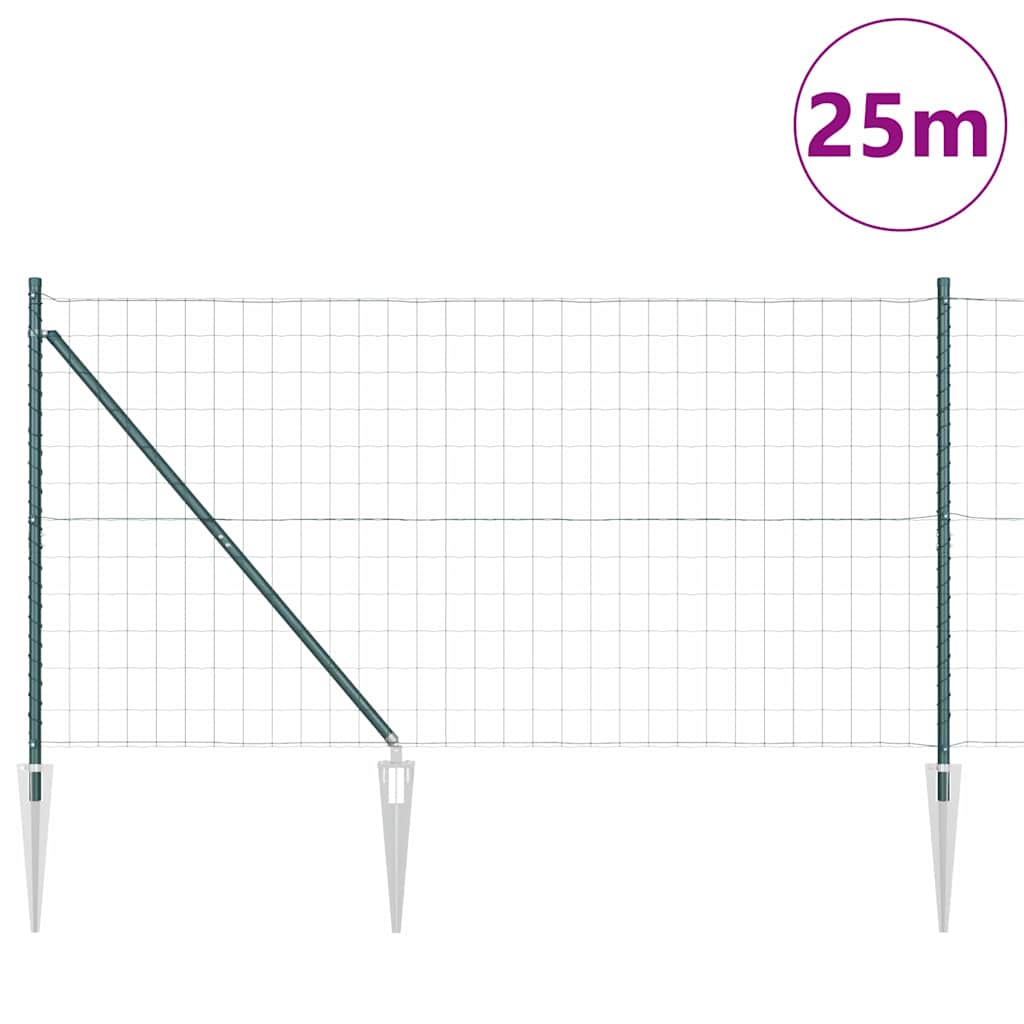 Euro ograda s špicama 25 x 1,2 m Čelik premazan PVC-om Zelena