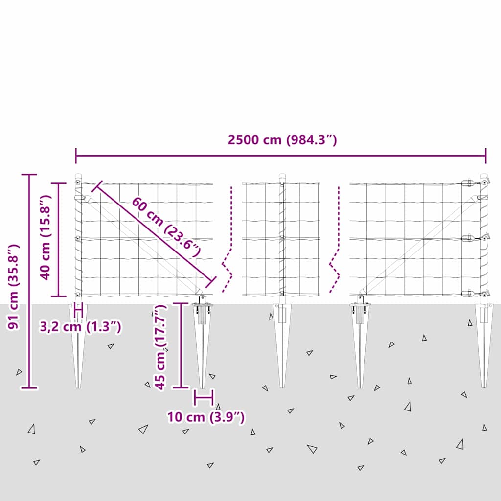 Ograda s postovima Zelena 0,4 x 25 m Čelik i PVC
