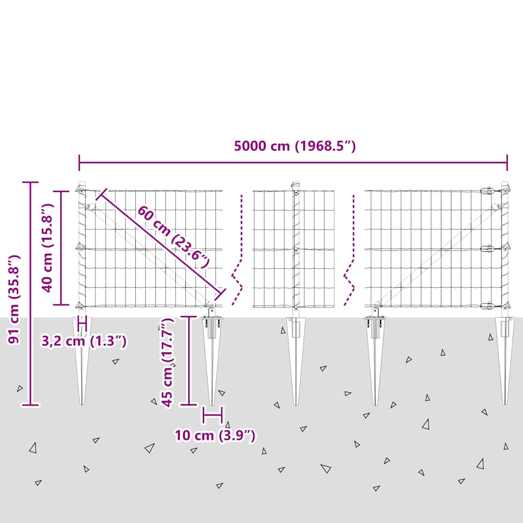 Zavareno žičano ograđivanje s bodljama 50 x 0,4 m (Š x V)