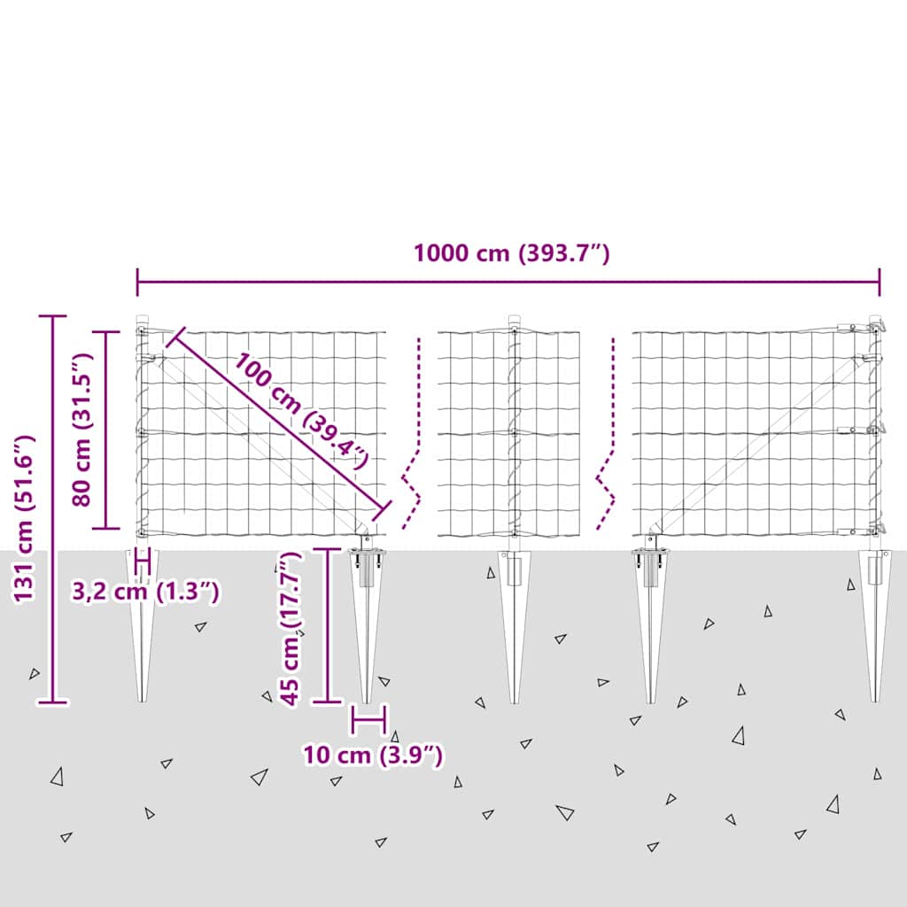 Ograda s postovima Zelena 0,8 x 10 m Čelik