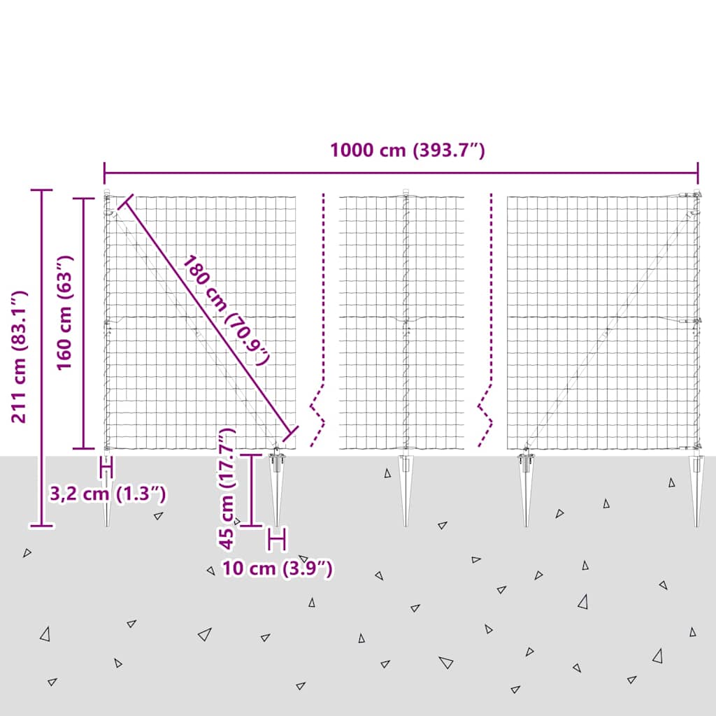 Zavareno žičano ograđivanje s bodljama 10 x 1,6 m (Š x V)