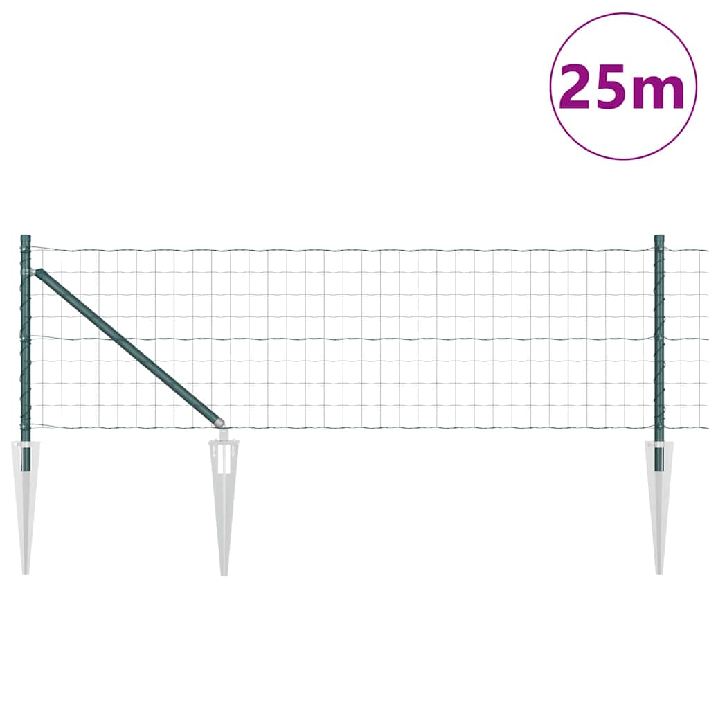 Ograda s postovima Zelena 0,8 x 25 m Čelik