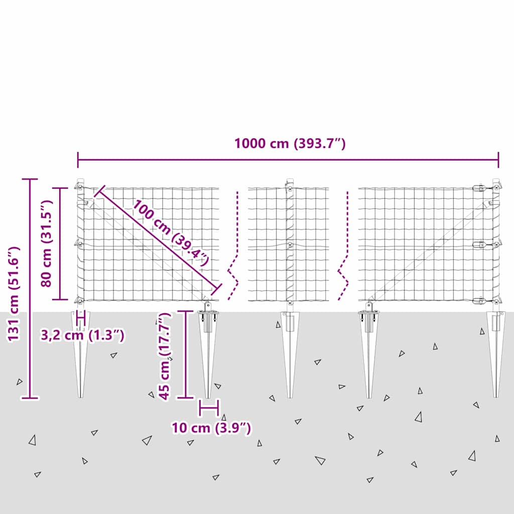 Ograda s postovima Siva 0,8 x 10 m Čelik i PVC