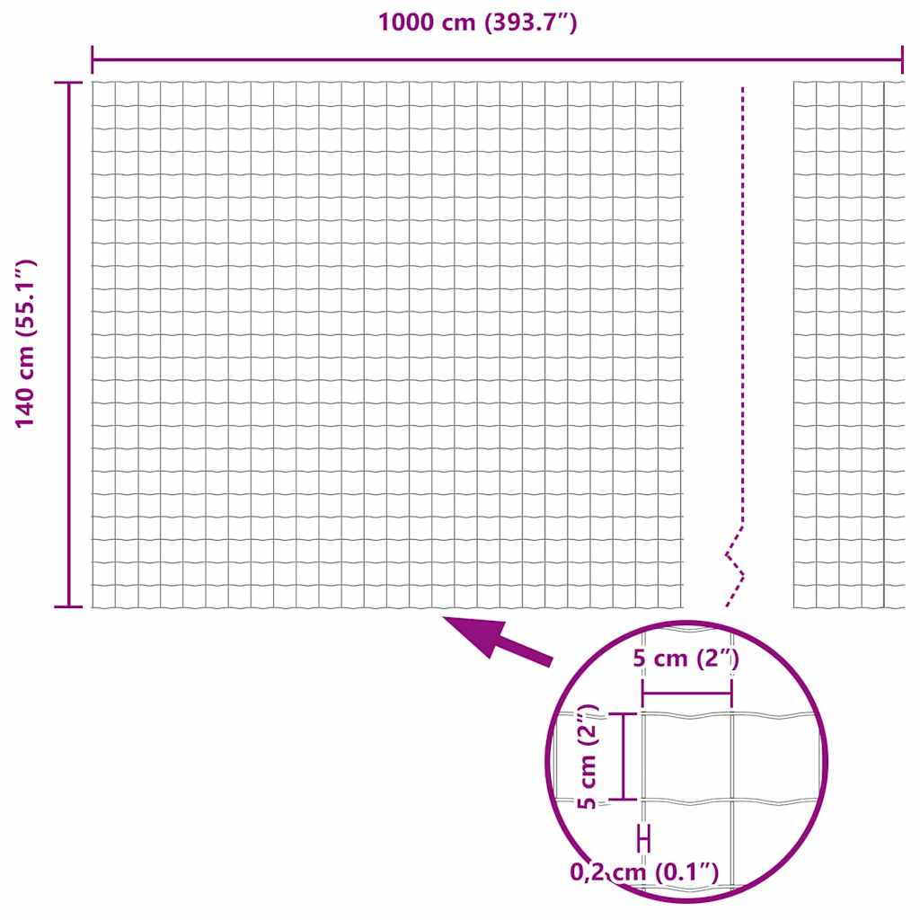 Ograda s postovima Siva 1,4 x 10 m Čelik i PVC