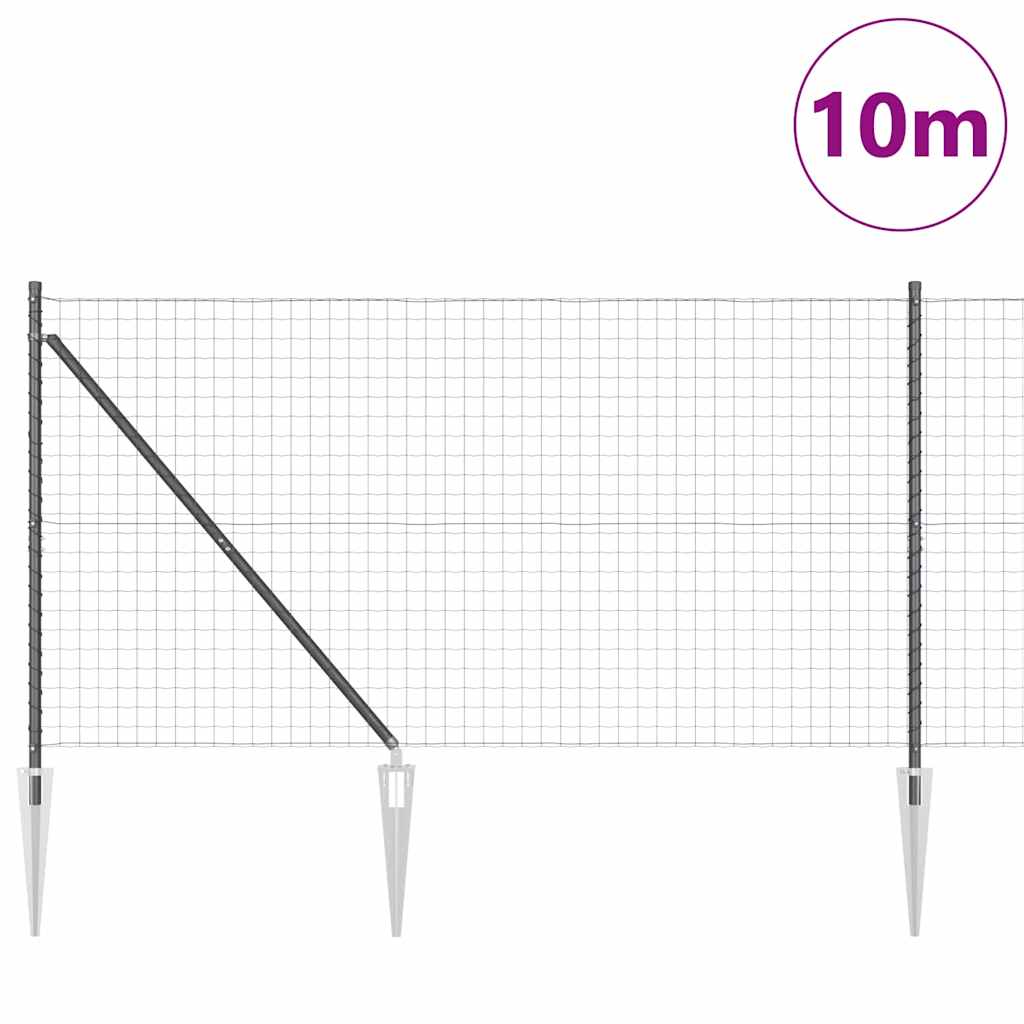 Ograda s postovima Siva 1,4 x 10 m Čelik i PVC