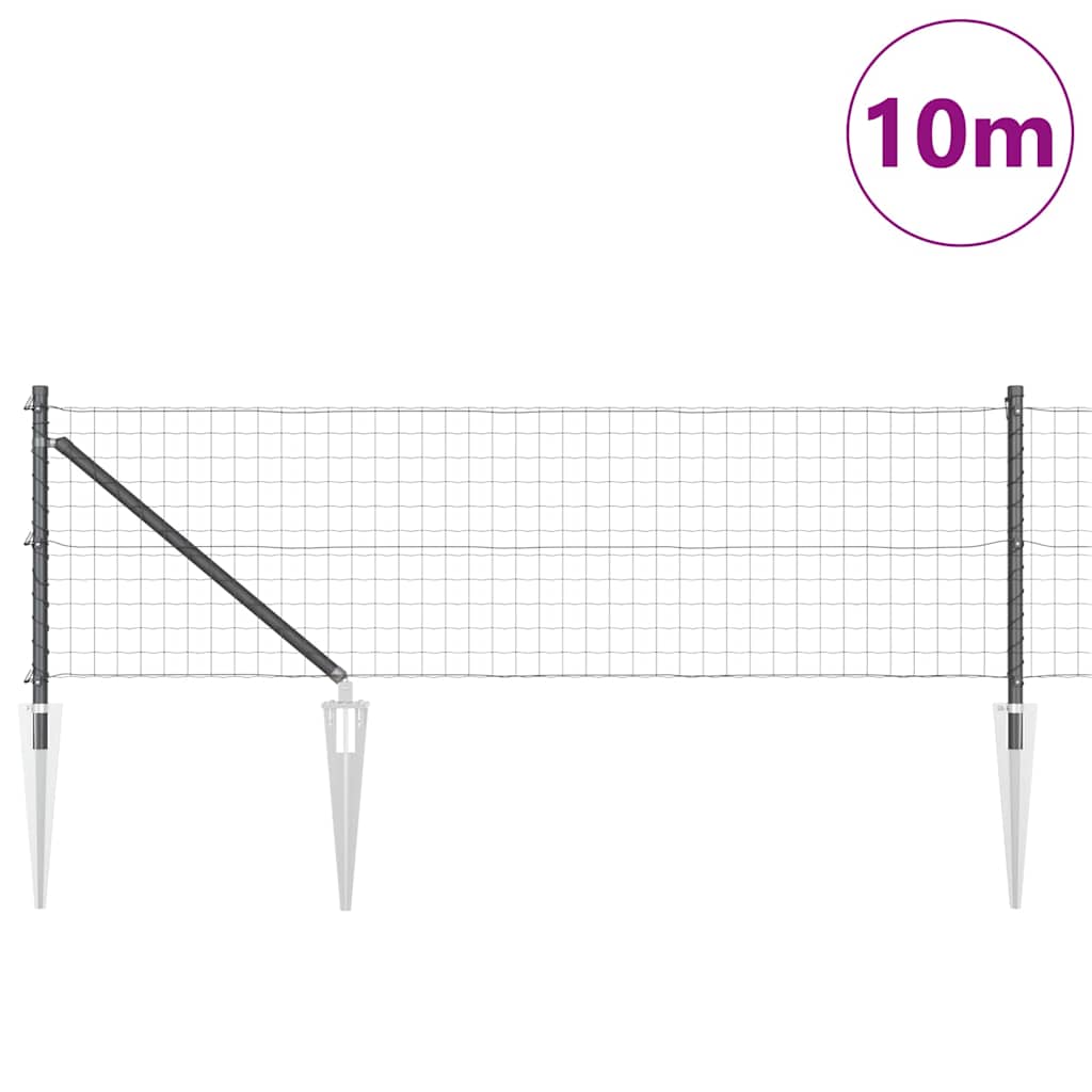 Euro ograda s špicama 10 x 0,8 m Čelik premazan PVC-om Siva