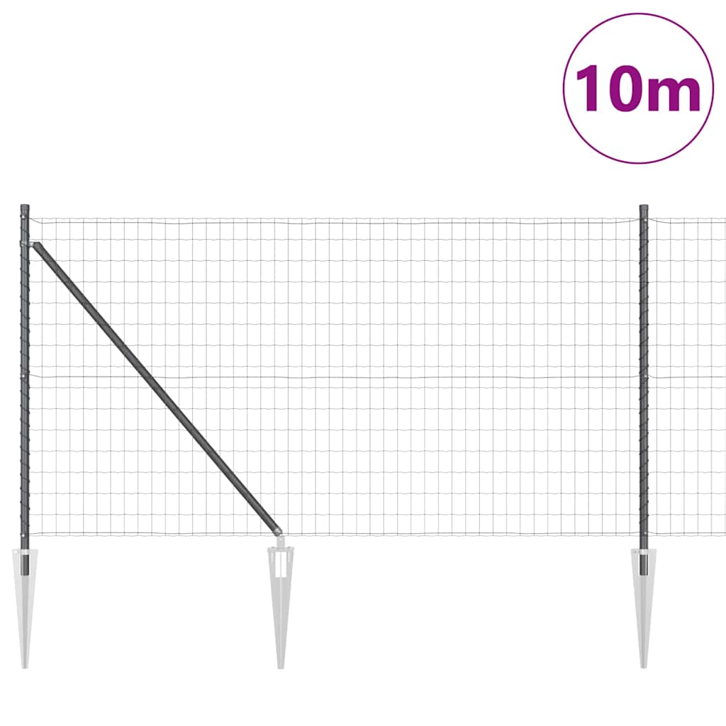 Ograda s postovima Siva 1 x 10 m Čelik i PVC