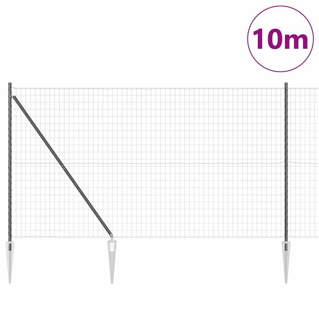 Ograda s postovima Siva 1,6 x 10 m Čelik i PVC