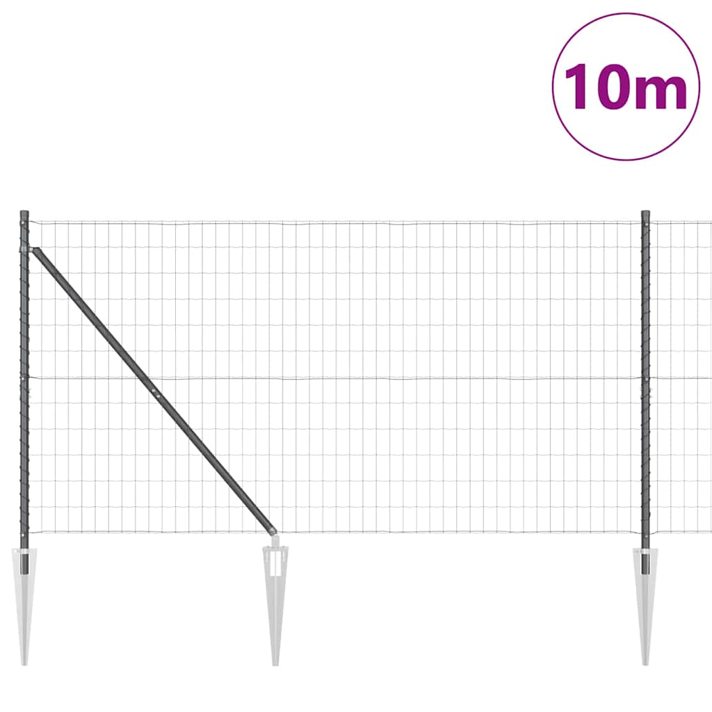 Euro ograda s špicama 10 x 1,4 m Čelik premazan PVC-om Siva