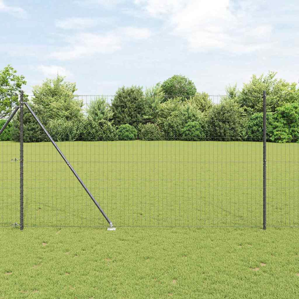 Ograda s postovima Siva 1,6 x 10 m Čelik i PVC