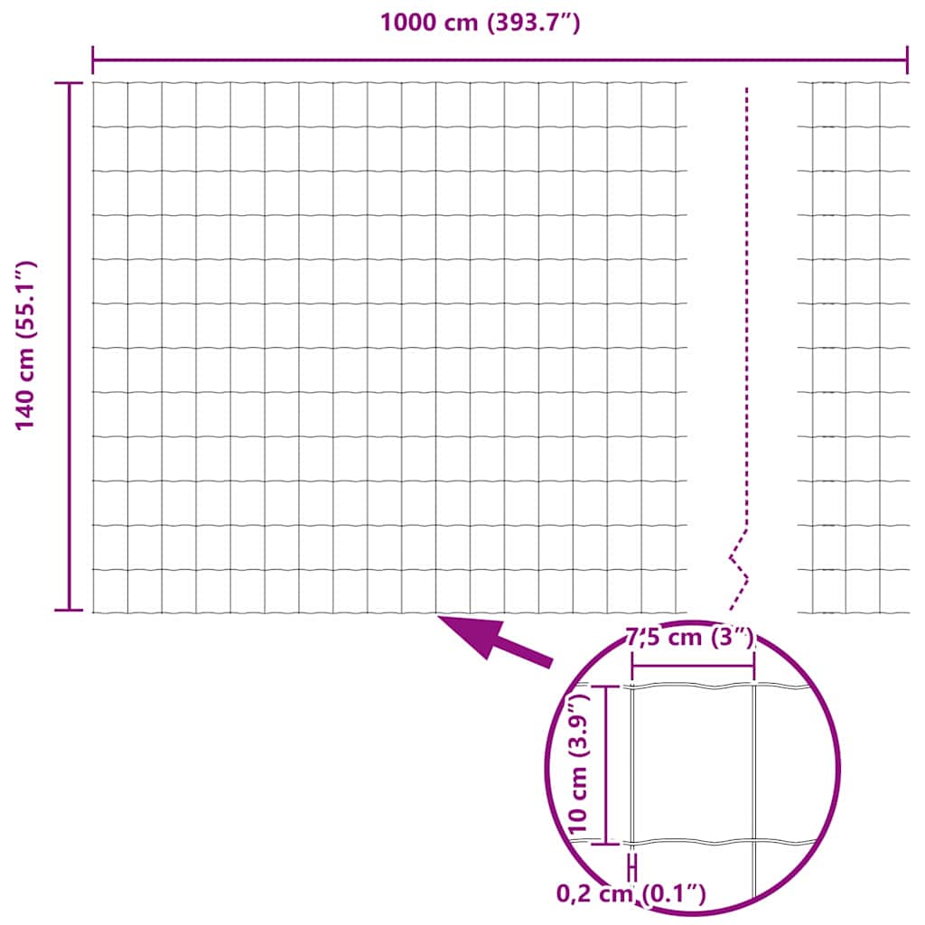Ograda s postovima Siva 1,4 x 10 m Čelik i PVC