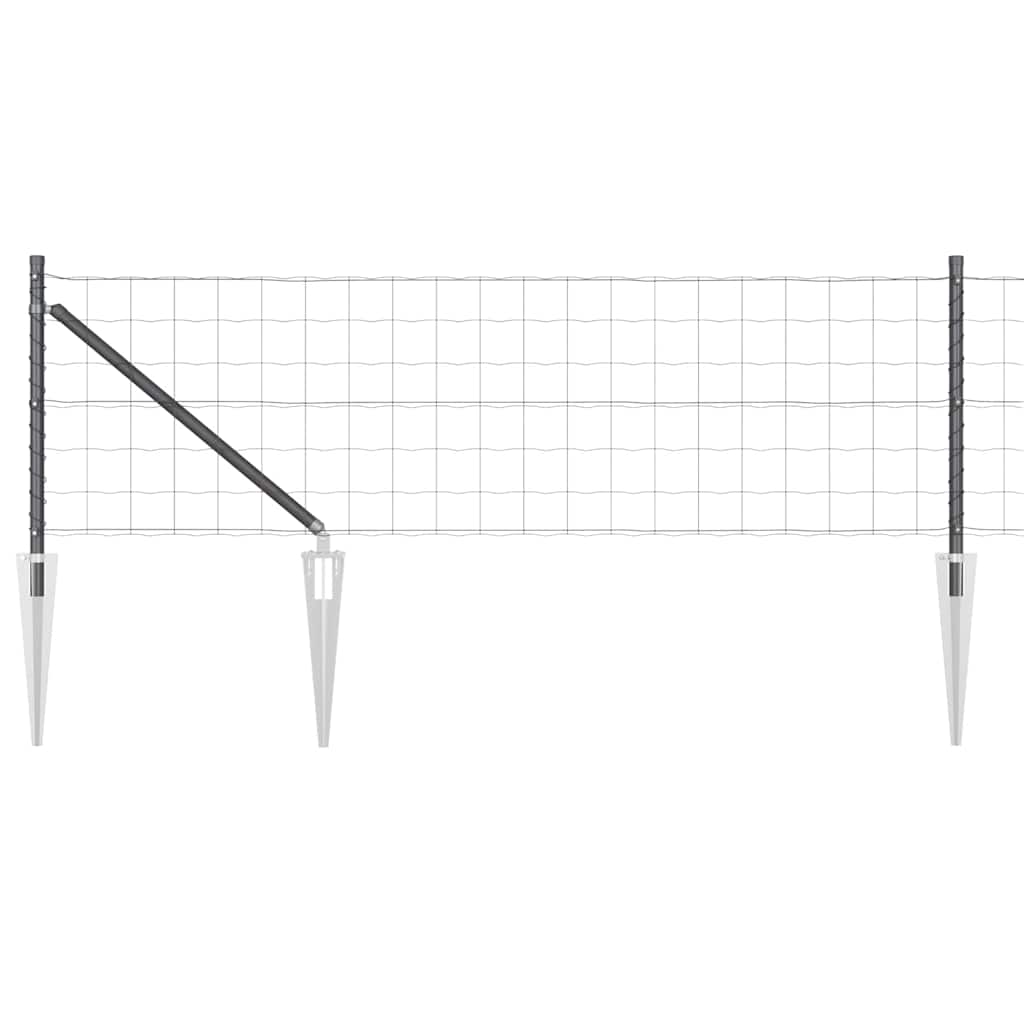 Ograda s postovima Siva 0,6 x 10 m Čelik i PVC
