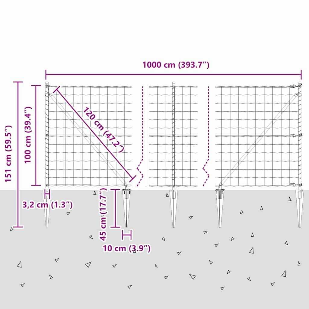 Ograda s postovima Siva 1 x 10 m Čelik